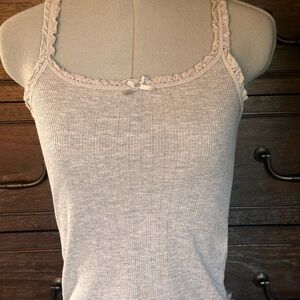 H&M Gray Lace Trim Tank Top